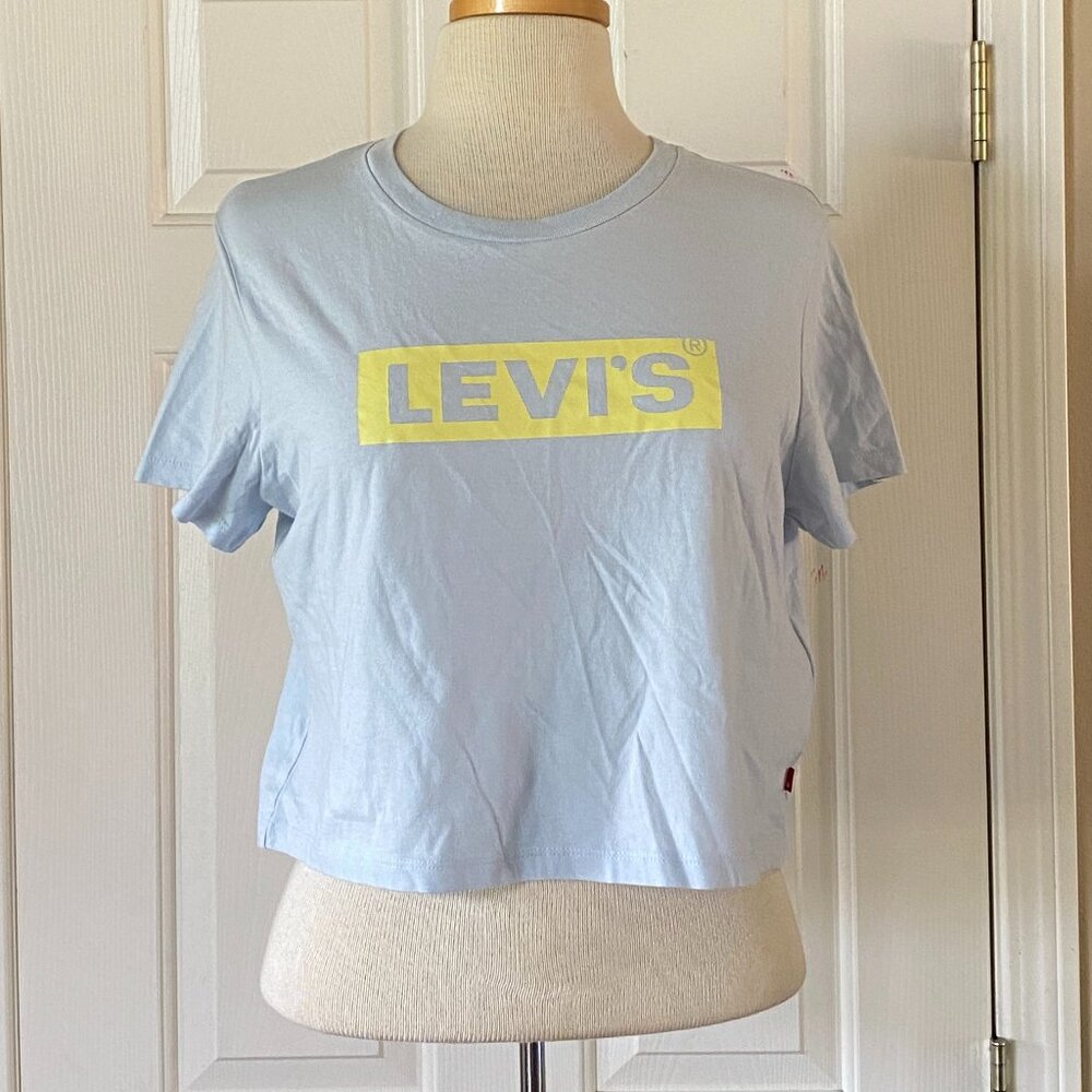 Levi's Cropped Jordi Boxy Tee Relaxed Fit Short Sleeve T-Shirt Blue M